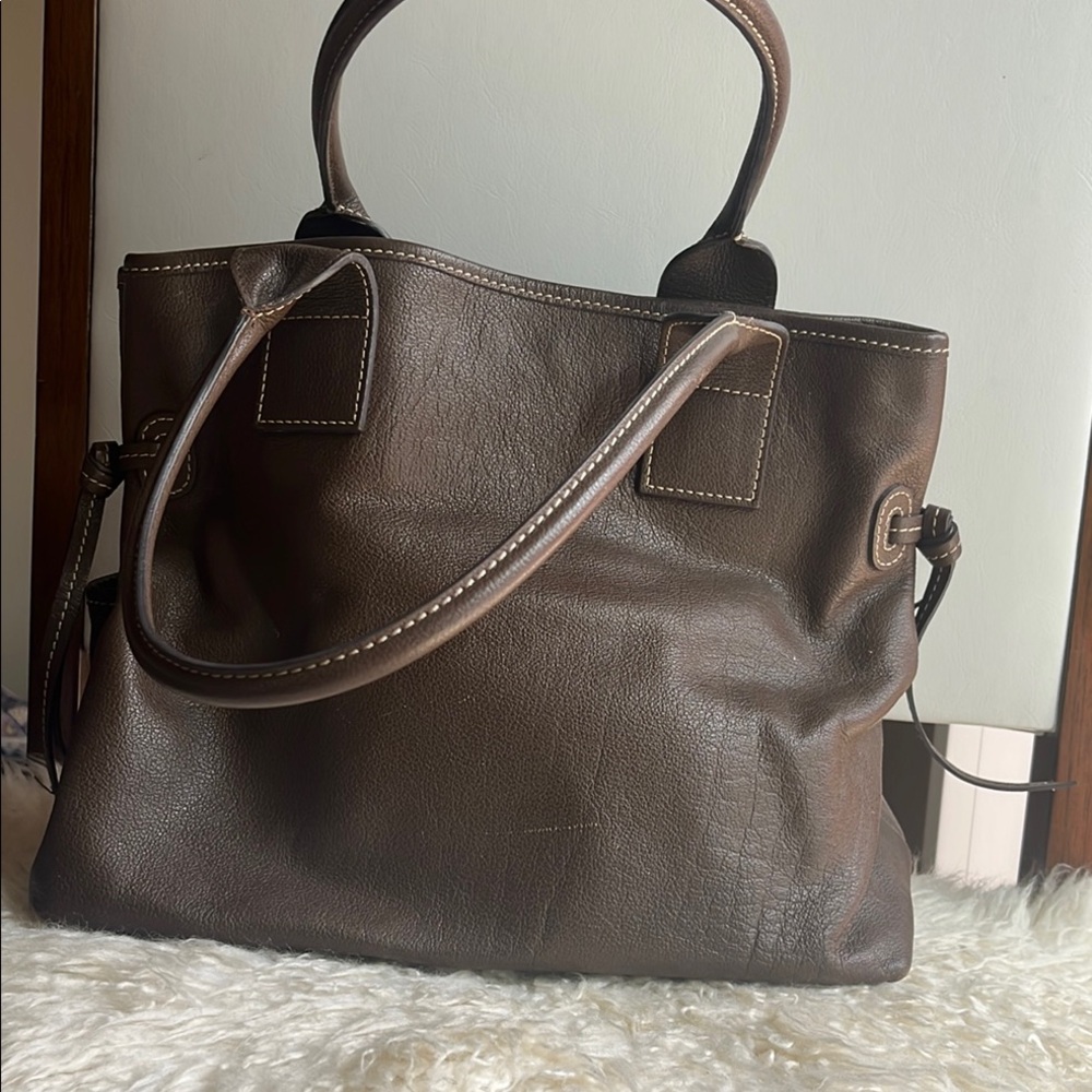Dooney & Bourke Brown Leather Structured Tote - Picture 4 of 13